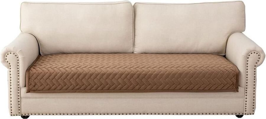 Bankhoes 3-zits anti-slip bankovertrek voor L-vorm chaise longue hoekbank 2-zits hoezen woonkamer stoel honden huisdieren bruin 90 x 240 cm (slechts 1 stuk)
