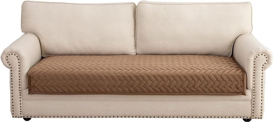 Anti-slip bankhoes voor L-vorm chaise longue hoekbank 3-zits & 2-zits bruin 110 x 240 cm honden huisdieren hoekbank overtrek