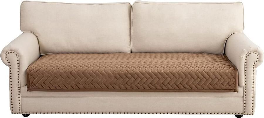 Bankhoes 3-zits anti-slip geschikt voor hoekbank 1 stuk bruin 110 x 210 cm