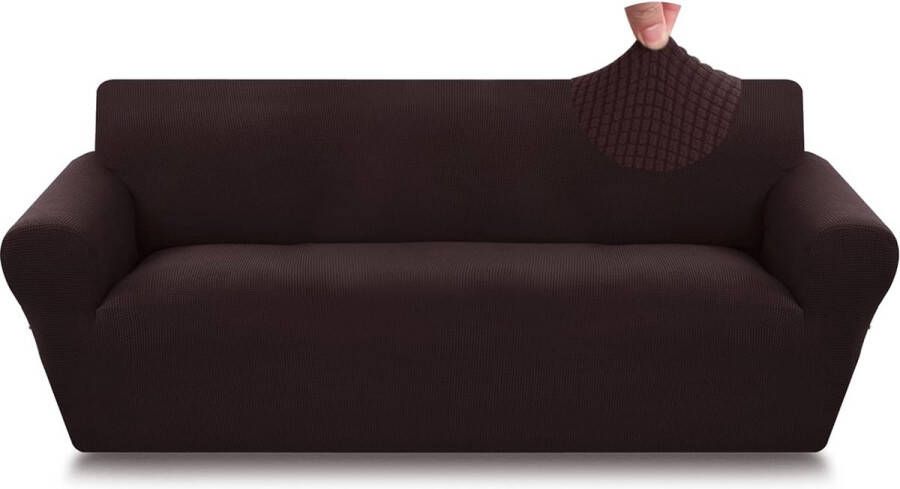 Bankhoes 3-zits elastische bankhoes 1-delige universele bankbeschermer woonkamer polyester elastaan ​​stof bankgooi antislip wasbare bankhoes (3-zits T1 koffie)