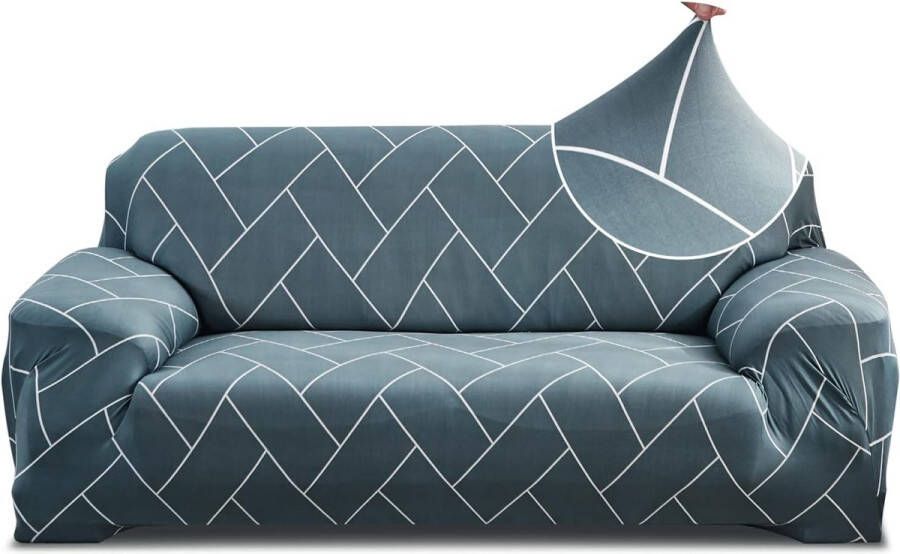 Bankhoes 3-zits elastische bankhoes 1-delige universele bankbeschermer woonkamer polyester elastaan ​​stof bankworp antislip wasbare bankhoes (3-zits T3-rasterpatroon)