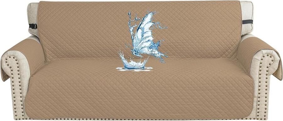 Bankhoes 3 Zits Met Armleuning Waterdicht Geschikt voor Honden en Katten Lichtbruin