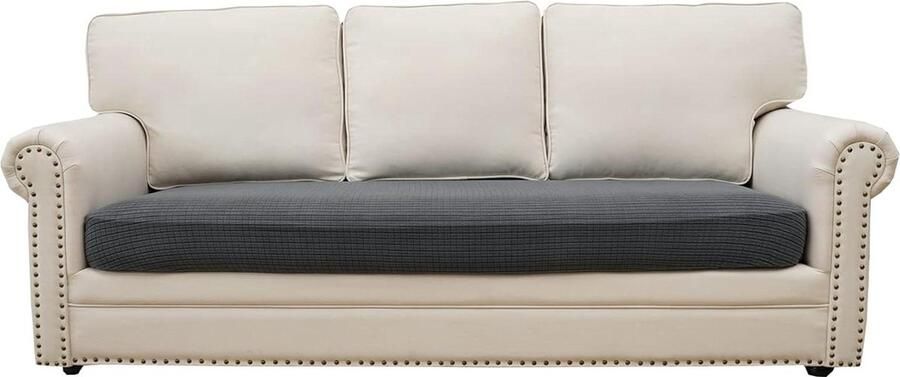 Bankhoes 3-zits Stretch bankovertrek Donkergrijs Geschikt voor L-vorm 1 stuk