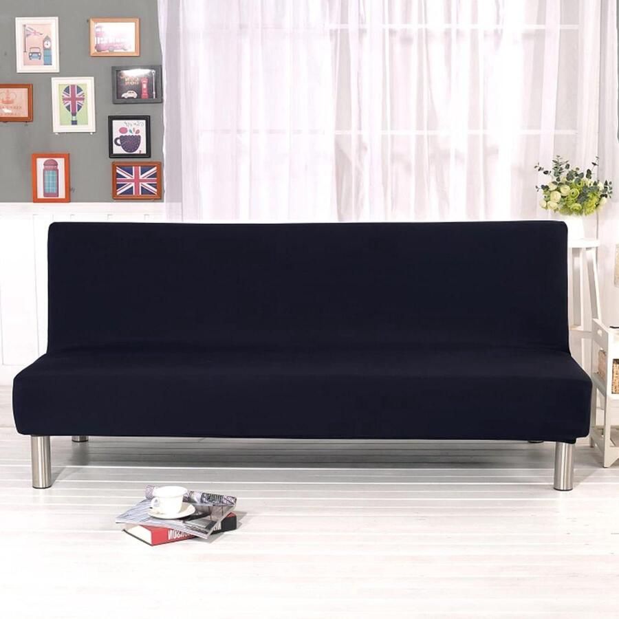 Bankhoes 3-zits stretch bankovertrek zonder armleuning 1 stuk zwart