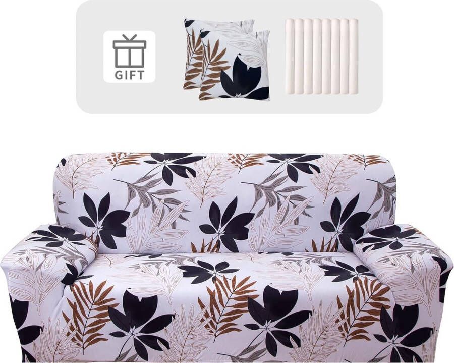 Bankhoes 3-zits stretch elastische bankovertrek elastaan bankovertrek met 2 kussenslopen antislip wasbaar bankbescherming plantenbos