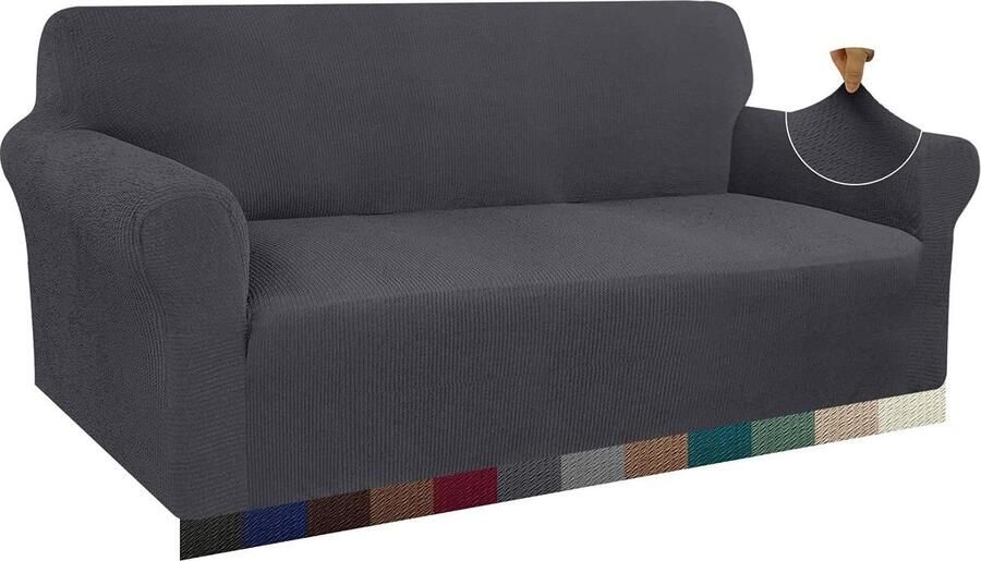 Bankhoes 3-zits stretch stijlvolle bankovertrek meubelhoezen antislip krasbestendig jacquard spandex-stof grijs