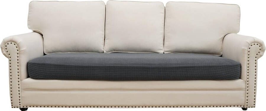 Bankhoes 3-zits stretch zitkussen bankovertrek elastische overtrek voor L-vorm donkergrijs lengte 165-200 cm (1 stuk)