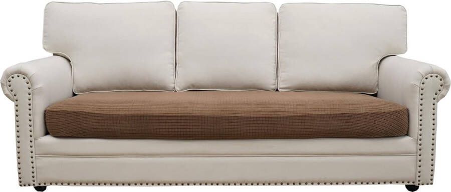 Bankhoes 3-zits stretch zitkussen bankovertrek elastische overtrek voor L-vorm lichtbruin lengte 165-200 cm (1 stuk)