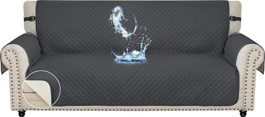 Bankhoes 3 Zits Waterbestendig Geschikt voor woonkamer 1 stuk Donkergrijs