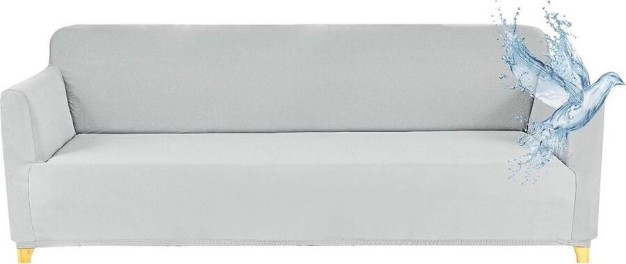 Bankhoes 3-zits waterdicht bankhoes elastisch universeel bankhoes stretch (180-220 cm) lichtgrijs