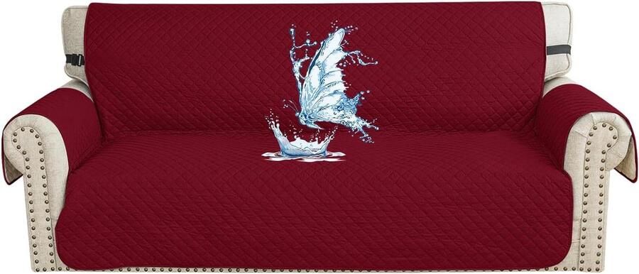 Bankhoes 3 Zits Waterdicht en Krasbestendig Geschikt voor Huisdieren Bourgondië Wasbaar