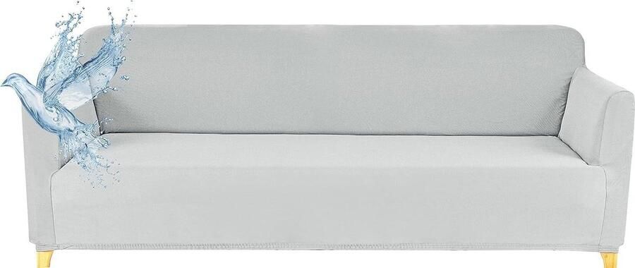 Bankhoes 3-zits waterdicht rekbaar Bescherming banken met armleuningen Lichtgrijs Poligino hoekbank hoes stretch