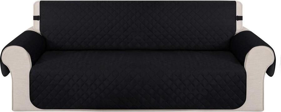 Bankhoes stretch 3 zitsbanken Zwart Vierkant Patroon Armleuningbeschermer Woonkamer 173x190 cm bankhoes stretch 3 zitsbanken - Foto 5