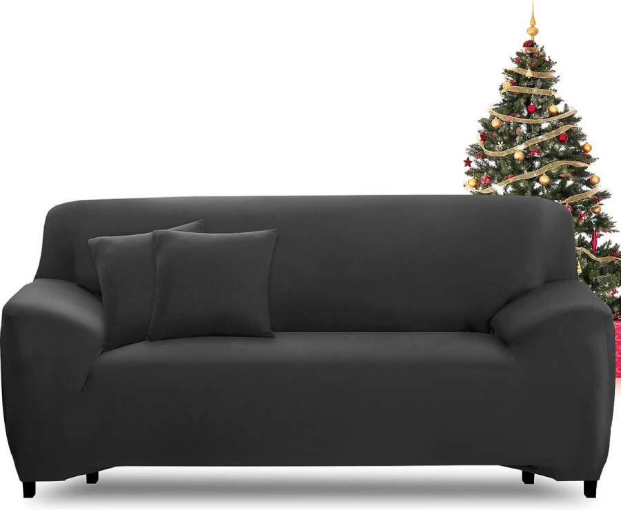 Bankhoes 4-zits stretch bankovertrekken met armleuningen spandex bankhoes modern antislip wasbaar bankbescherming cover hoes bank donkergrijs