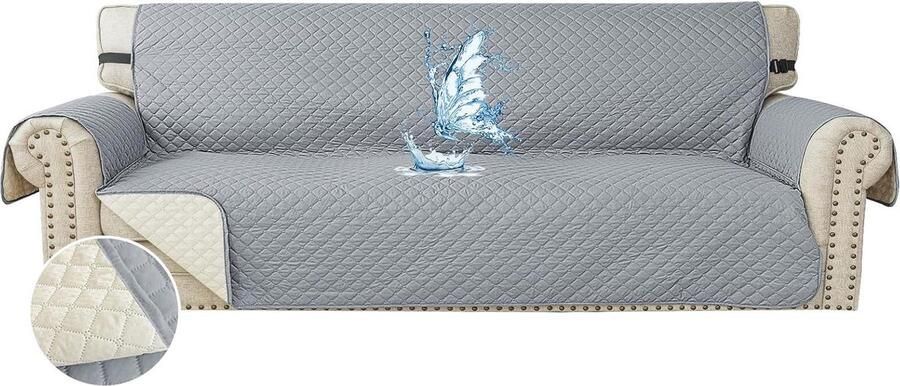 Bankhoes 4 Zits Waterdicht & Krasbestendig Lichtgrijs Universele Sofahoes