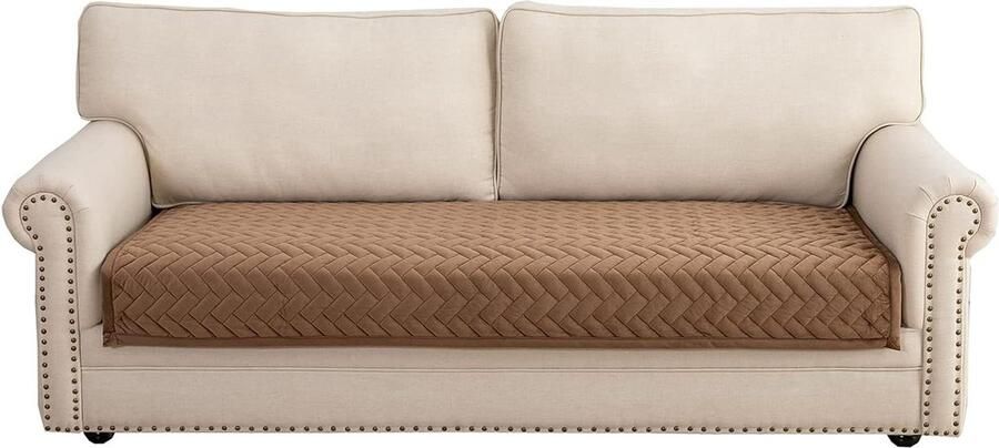 Bankhoes 3-zits Anti-slip Geschikt voor L-vorm en Hoekbank 1 stuk Bruin 90 x 180 cm