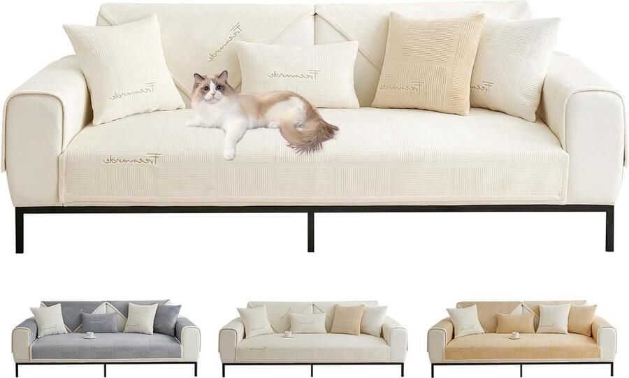 Bankhoes Antislip en Vuilafstotend Geschikt voor Hoekbanken 1 stuk Beige 70 x 90 cm