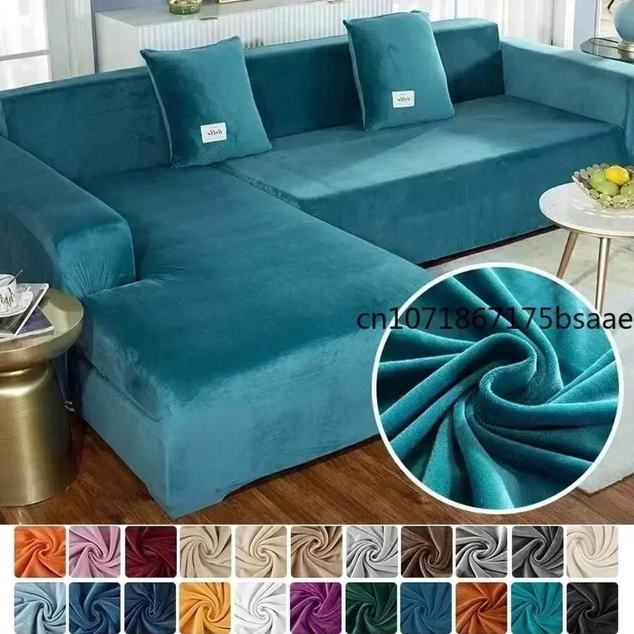 Roroa Bankhoes Bankhoezen Voor Hoekbank Bankbeschermer 235-300CM Blauw