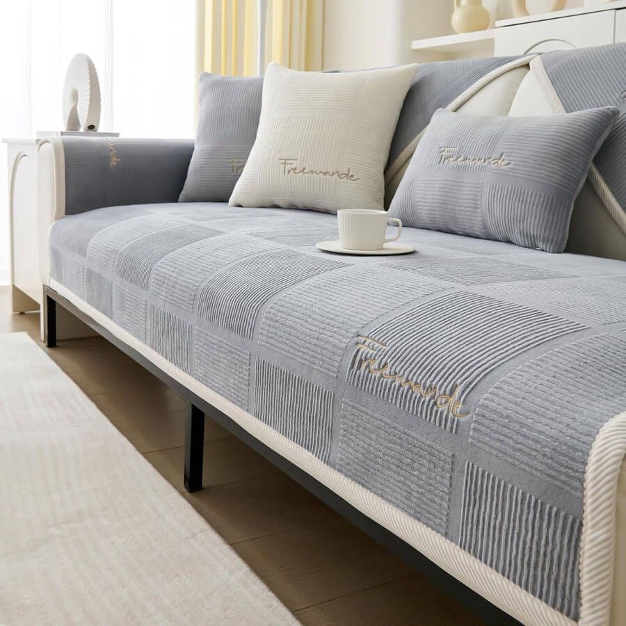 Bankhoes bankovertrek 1 2 3 4-zits L-vorm hoekbank universele antislip bankovertrek solide dikke gestructureerde bankbeschermer voor woonkamer - Foto 2