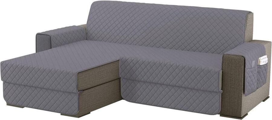 Bankhoes Chaise Longue Universeel Waterdicht 1 stuk Grijs L 200 CM