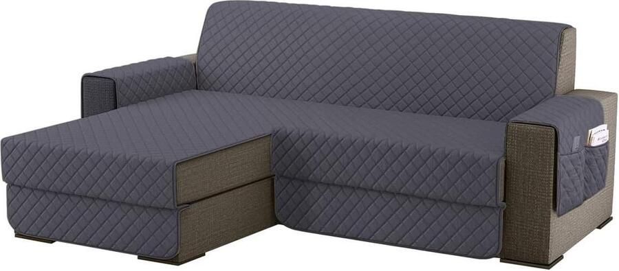 Bankhoes Chaise Longue Waterdicht en Krasbestendig 1 stuk Donkergrijs
