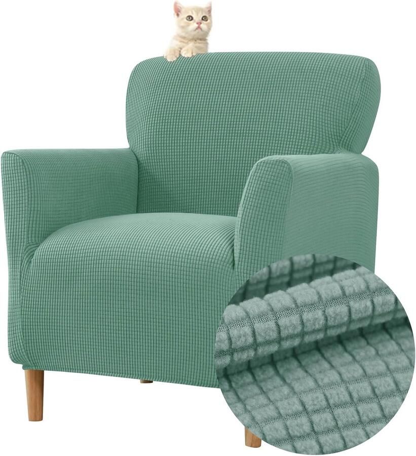 Bankhoes fauteuilhoes stoelhoes jacquard zeer rekbare bankhoes voor de woonkamer decoratie voor in huis katvriendelijke meubelbeschermer (groen)