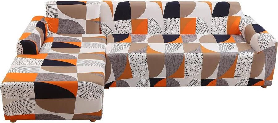 Bankhoes hoekbank L-vorm stretch bankovertrek L-vorm rechts of links met twee kussenslopen wasbaar universele bankovertrek L-vorm (3-zits + 4-zits geometrie)