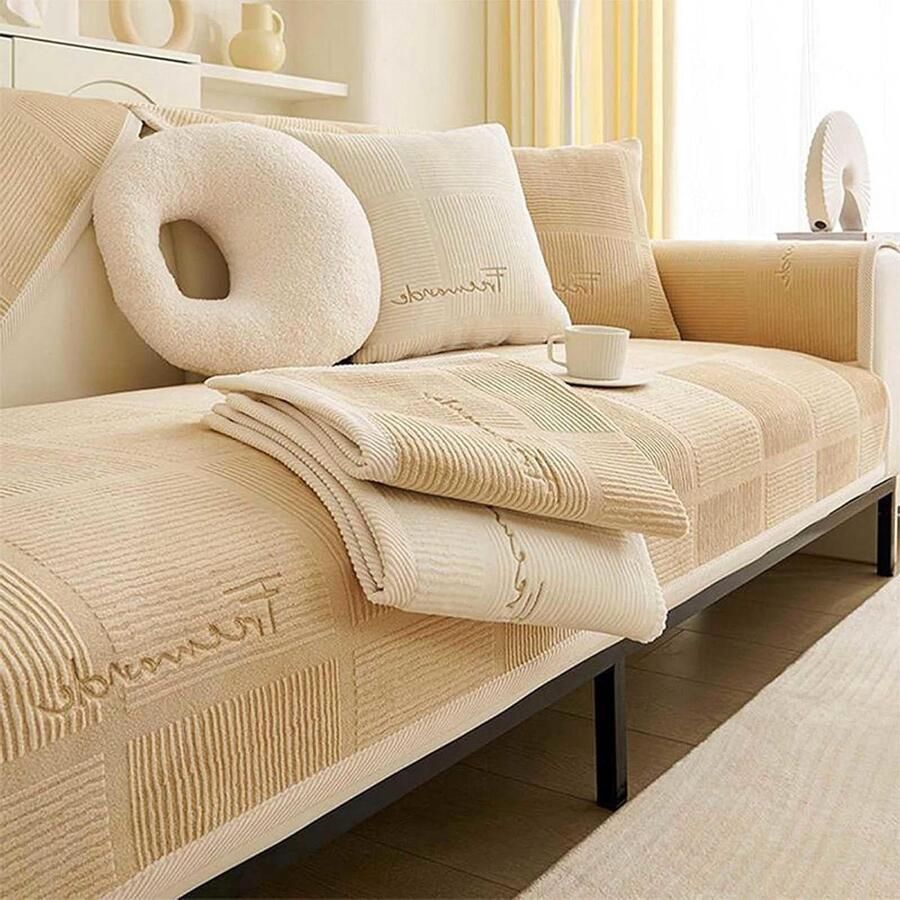 Bankhoes hoekbank waterdicht bankbeschermer 1 stuk lichtkoffie 70 x 70 cm