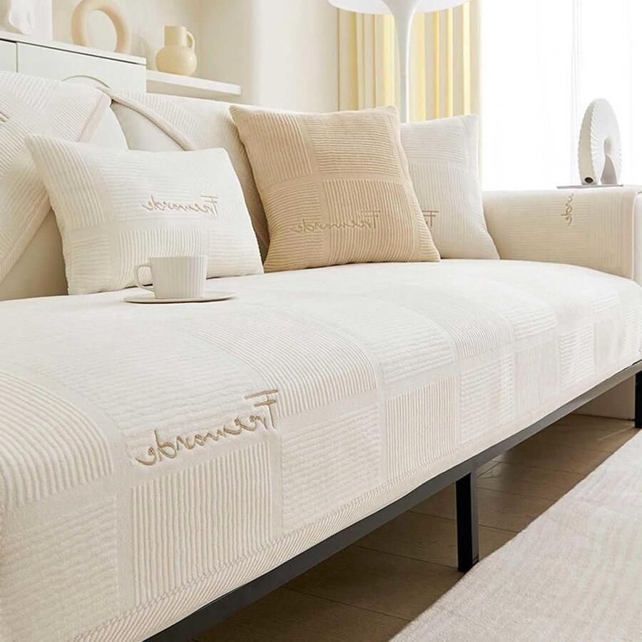 Bankhoes Hoekbank Waterdicht Bankbeschermer 1 Stuk Off-White 90 x 90 cm