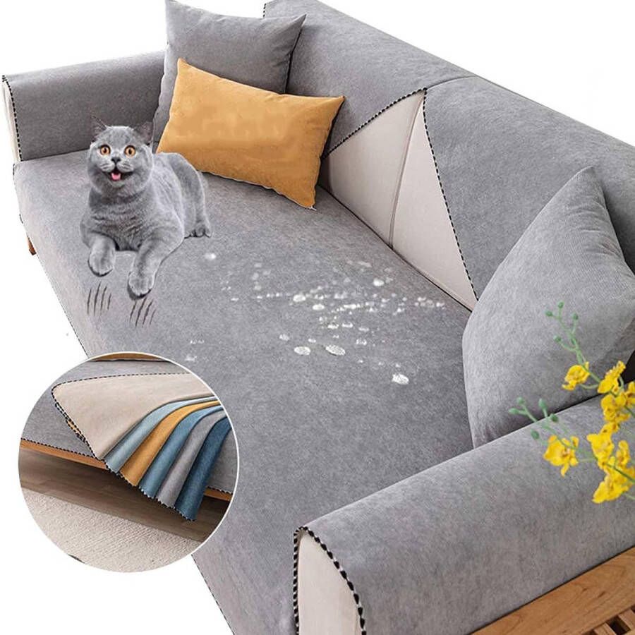 Bankhoes hoekbank waterdichte L-vorm 1 2 3 4-zits bankbeschermer dekens antislip hond kat krasbestendig 110 x 110 cm
