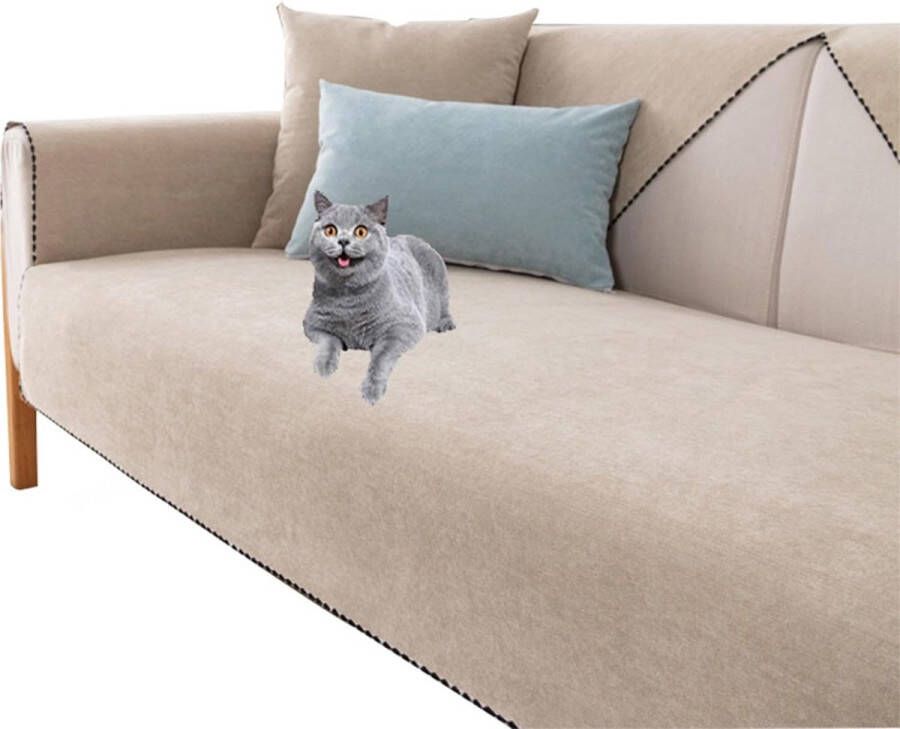 Bankhoes hoekbank waterdichte L-vorm 1 2 3 4-zits bankbeschermer dekens antislip hond kat krasbestendig kaki 110 x 110 cm