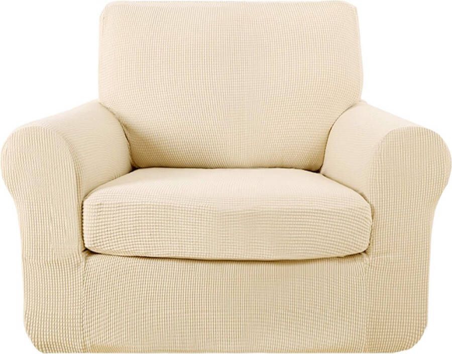 Bankhoes jacquard banksprei stretch bankhoes fauteuilhoes 1-zits (80-120cm) crème