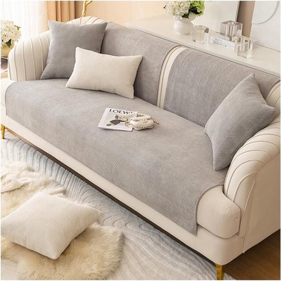 WULTNICEW Sofa Cover L Shape Corner Sofa Cover 2 3 4-Seater Sofa Protector Non-Slip Sofa Couch Throw Blanket Sofa Protection Cat Dogs (Grey 70 x 150 cm)