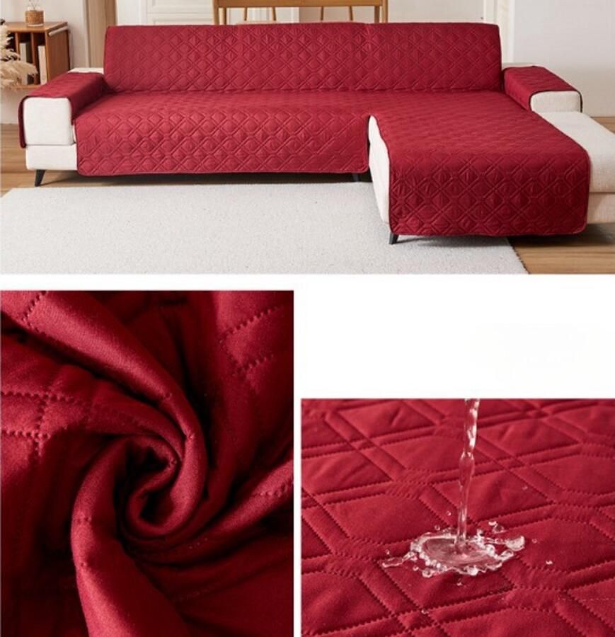 Bankhoes L-vormige hoekbankhoes meubelbeschermer voor honden en katten (groot kerstrood kerstrood)