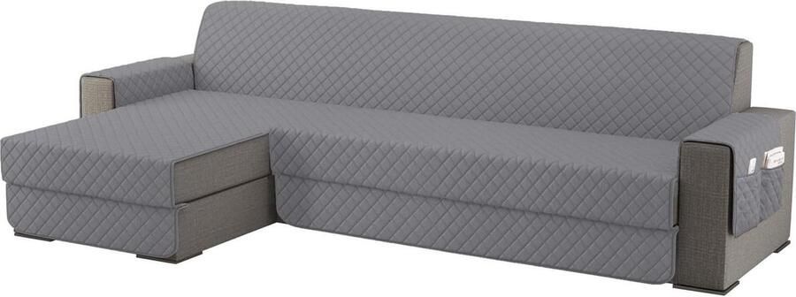 Bankhoes met chaise longue waterdicht 1 stuk Lichtgrijs Universeel omkeerbaar L 300 cm