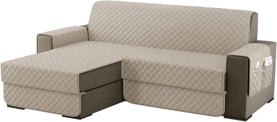 Bankhoes met Chaise Longue Waterdicht Universeel Omkeerbaar 1 stuk Beige