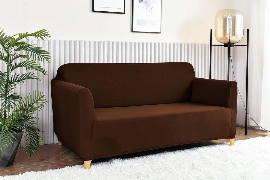 Bankhoes Stretch 3 zitsbanken 1-zitsbank universele bankbeschermer hoge stretch anti-kras antislip eenvoudig te installeren 180-220 cm bruin bankhoes stretch 3 zitsbanken