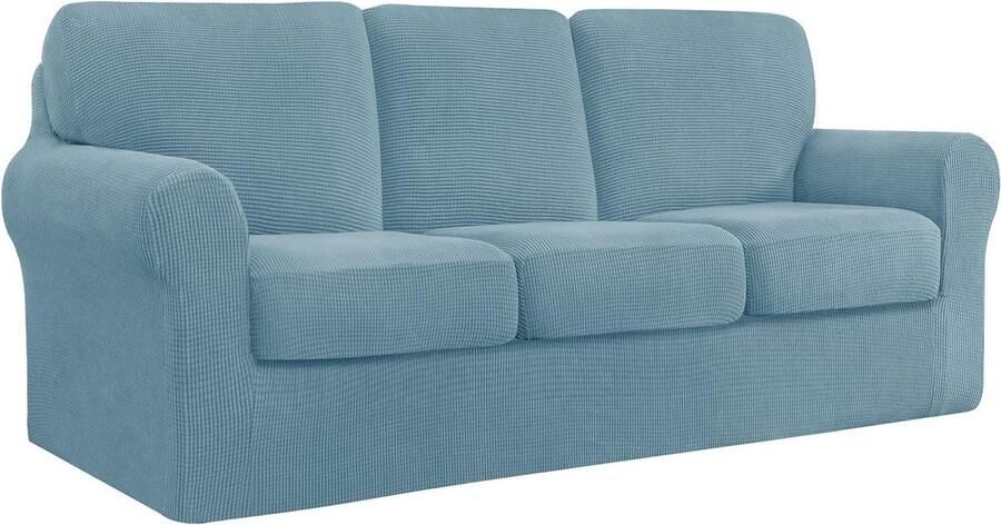 Bankhoes stretch 3 zitsbanken 7-delige met aparte kussens-rugleuningen jacquard spandex stof woonkamer meubelbeschermer rokerig blauw bankhoes stretch 3 zitsbanken