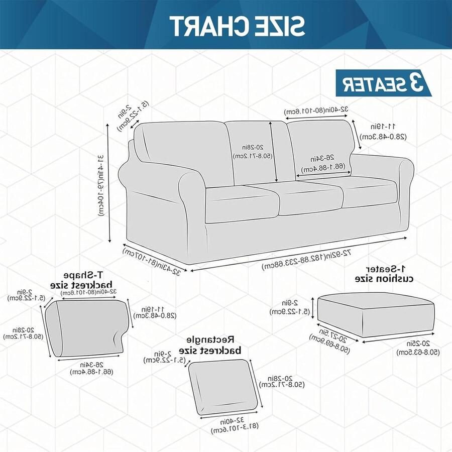 Bankhoes stretch 3 zitsbanken aparte rugleuningen zitkussens antislip elastische band jacquardstof meubelbeschermer 3 zits 185-235 cm donkergrijs bankhoes stretch 3 zitsbanken