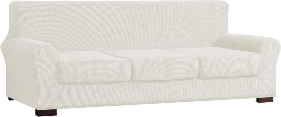 Bankhoes stretch 3 zitsbanken aparte zitkussens elastische stretchhoes wit 3-zits bankhoes stretch 3 zitsbanken