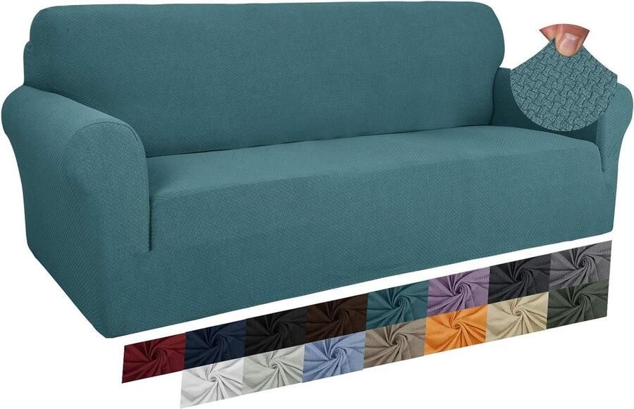 Bankhoes stretch 3 zitsbanken Creative Jacquard super stretch antislip huisdiervriendelijk bankhoes 3-zits Peacock Blue bankhoes stretch 3 zitsbanken
