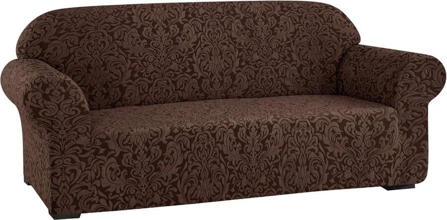 Bankhoes stretch 3 zitsbanken Damast Sofahoes 1-delige 3-zitsbank stretch jacquardhoes meubelbeschermer voor woonkamer bank voor kinderen-huisdieren bank koffie. bankhoes stretch 3 zitsbanken