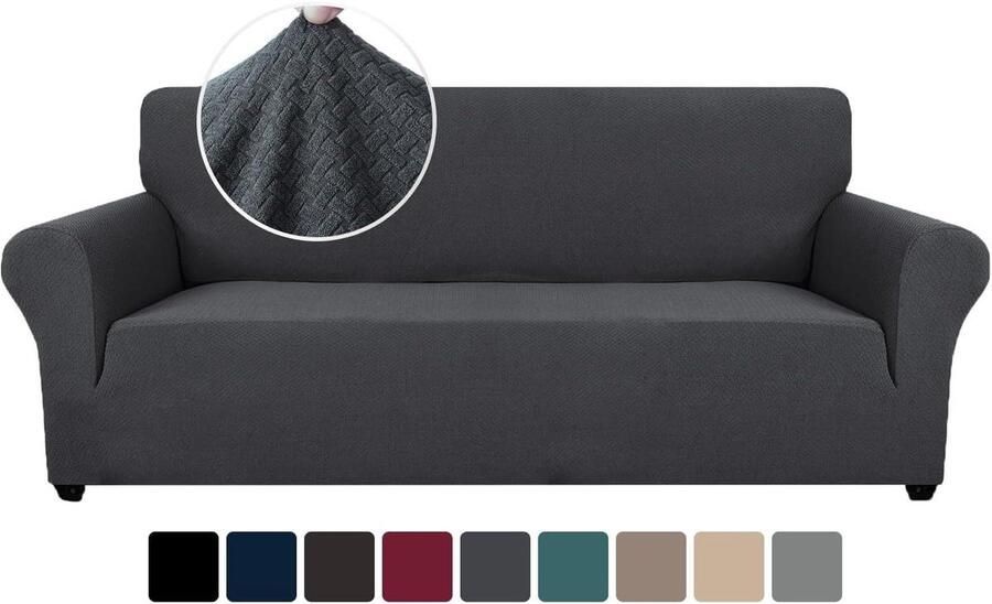 Stretch Bankhoes 3 Zits Elastische Bankhoezen Voor Woonkamer Universele Rekbare Armsteun Sofahoes Anti-slip Grijs
