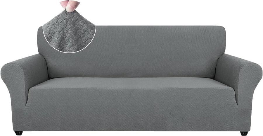 Stretch Bankhoes 3 Zits Elastische Bankhoezen Voor Woonkamer 1 Stuks Universele Rekbare Armsteun Sofahoes Met Anti-slip Schuim Krasbestendig Meubelhoes Voor Bank Lichtgrijs