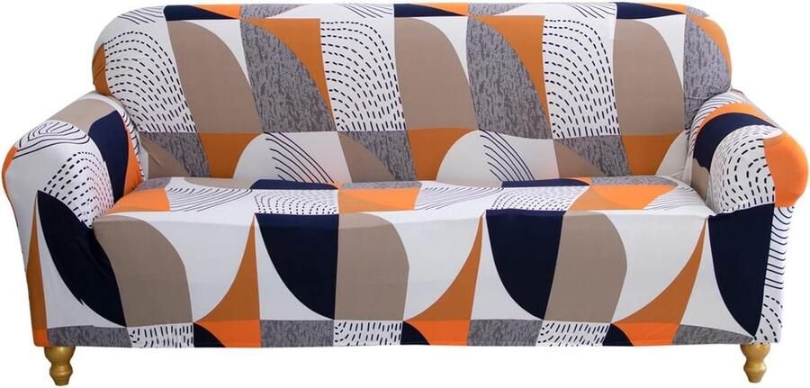 Bankhoes stretch 3 zitsbanken Elastische bankovertrek 3-zits met armleuning Grijs gestreept bankhoes stretch 3 zitsbanken