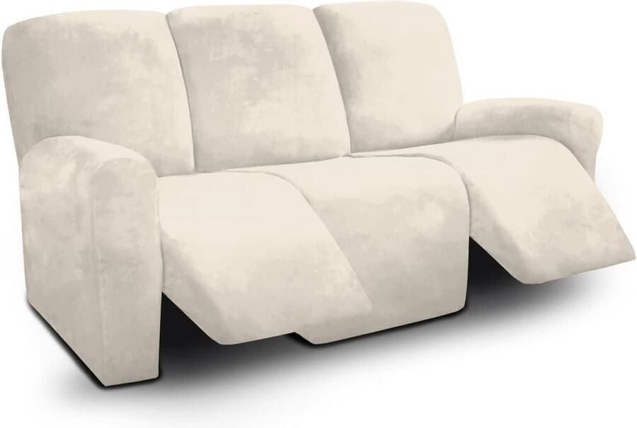 Bankhoes stretch 3 zitsbanken fluwelen antislip bankovertrek 8-delige set pluche bankhoezen armleuningbeschermer bankhoes stretch 3 zitsbanken