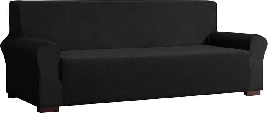 Bankhoes stretch 3 zitsbanken Fluwelen optische spandex bankovertrek stoelovertrek elastisch antislip bankhoes voor woonkamer hond huisdier meubelbescherming zwart 3 zits voor banklengte 185-235 cm bankhoes stretch 3 zitsbanken