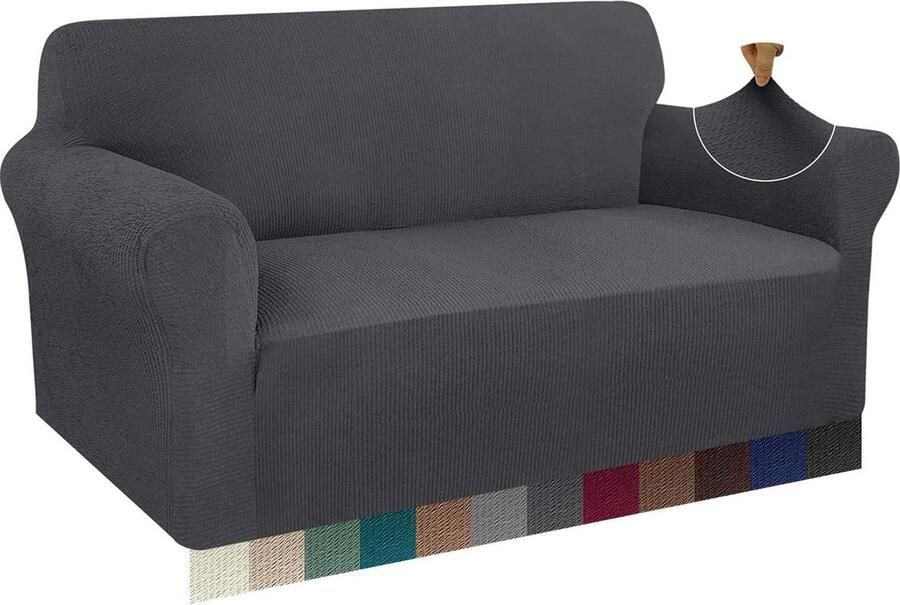 Bankhoes stretch 3 zitsbanken Grijze bankovertrek voor 2-zitsbank Meubelhoezen van antislip jacquard spandex stof bankhoes stretch 3 zitsbanken