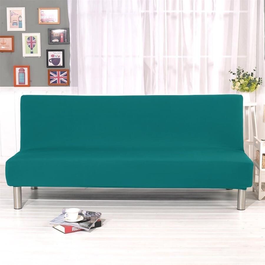 Bankhoes stretch 3 zitsbanken Zwart Vierkant Patroon Armleuningbeschermer Woonkamer 173x190 cm bankhoes stretch 3 zitsbanken - Foto 2