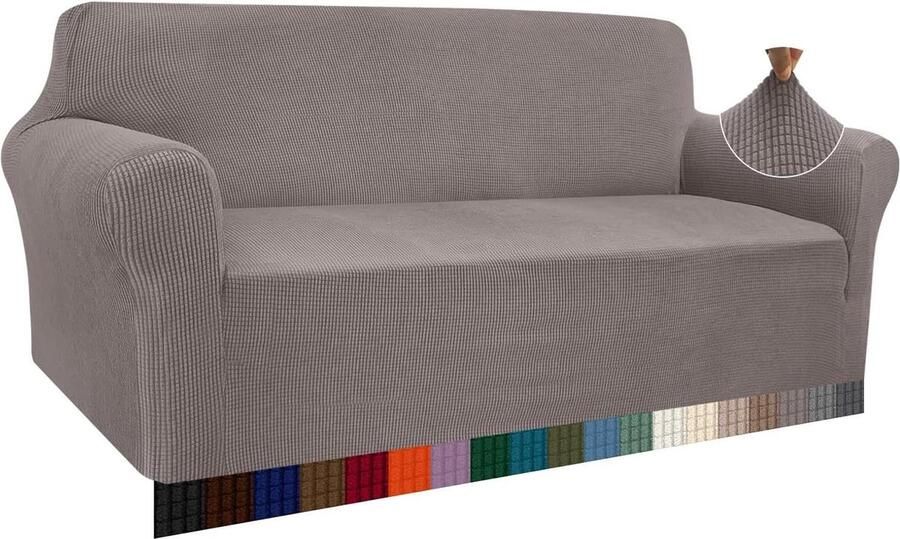 Bankhoes stretch 3 zitsbanken Moderne High Stretch jacquard bankovertrek Taupe Woonkamer beschermer tegen honden en huisdieren bankhoes stretch 3 zitsbanken